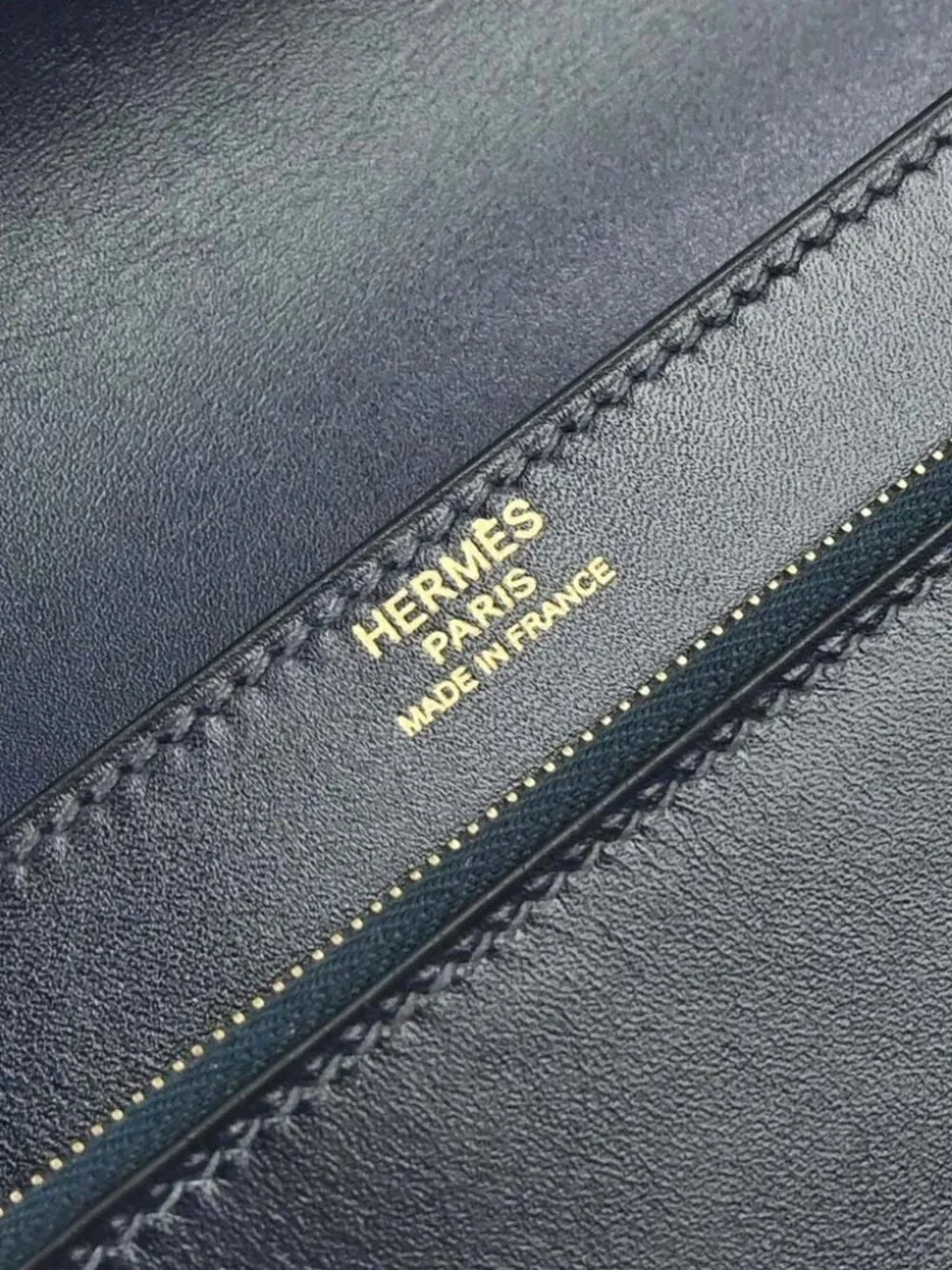 Hermes Blue Navy Box Calf Pochette Jet Clutch Bag